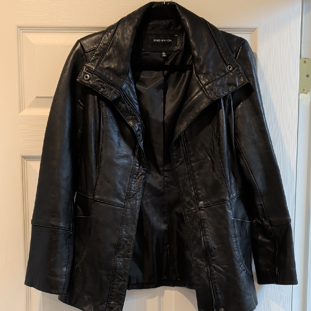 Jones New York Black Genuine Leather Jacket